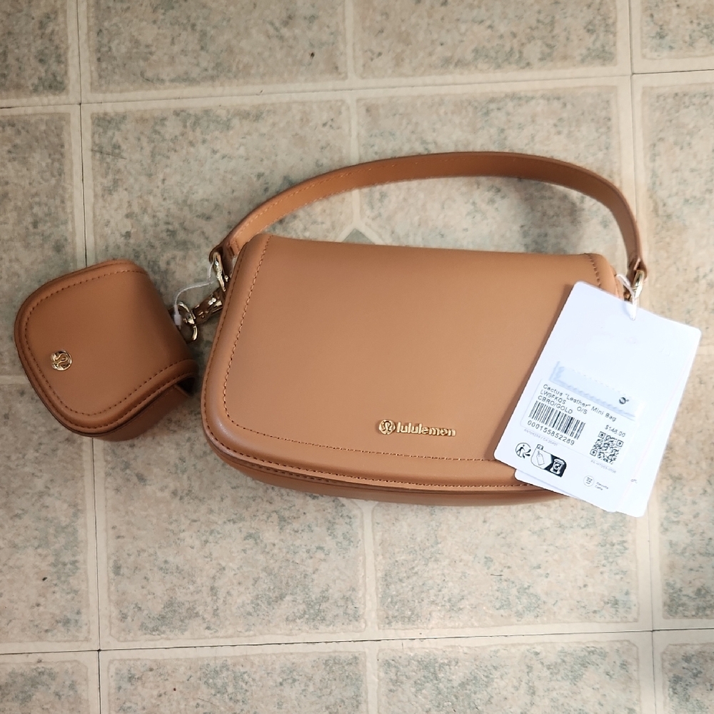 Lululemon Athletica Tan And Gold Mini Bag